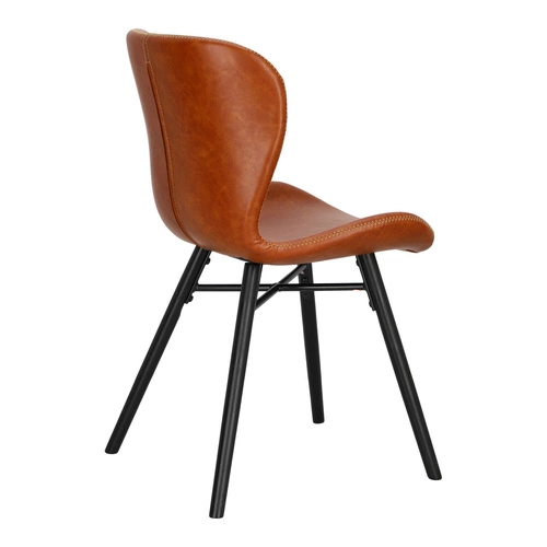 Krzesło tapicerowane Batilda ekoskóra brązowa na czarnych nogach do jadalni nowoczesne Actona