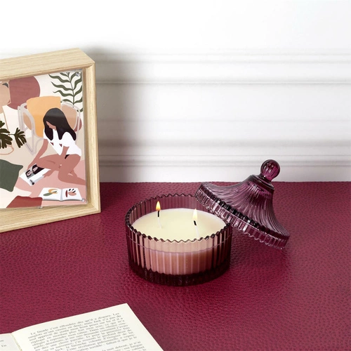 Świeca zapachowa Camelia ze szkła bohemskiego czerwona Intesi L na prezent