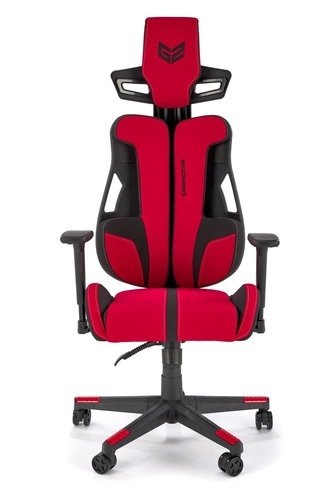 Fotel gamingowy Abruzzi ergonomiczny obrotowy z zagłówkiem czerwony/czarny do biurka