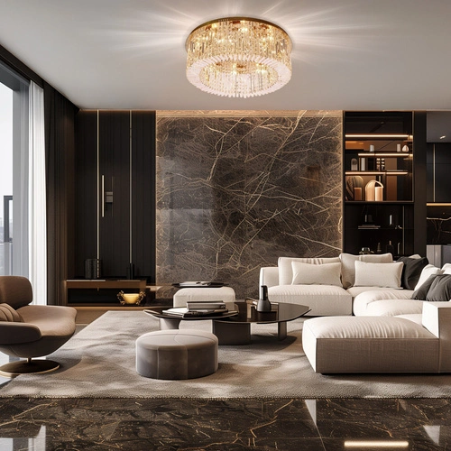 Plafon sufitowy glamour MARANGA złoty z kryształami 85 cm do salonu i jadalni CANDELLUX