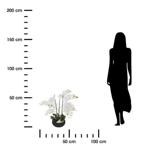 Sztuczna orchidea Atmosphera w czarnej doniczce 65 cm nowoczesna do salonu