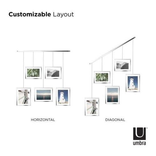 Ramka na zdjęcia multiramka Exhibit Umbra srebrna wisząca na ścianę 10x15 13x18