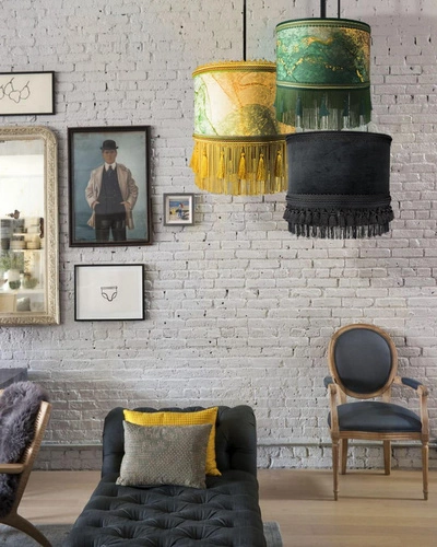 Lampa wisząca boho z frędzlami Serin N 2 35cm Las Plumas do salonu i sypialni