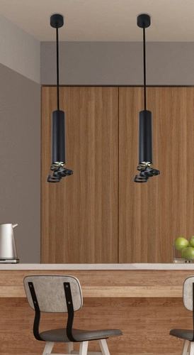 Nowoczesna lampa wisząca Tuba czarna regulowana do kuchni i jadalni nad stół CANDELLUX