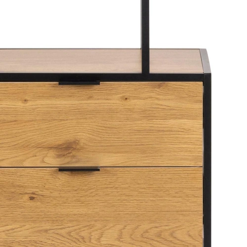 Regał na książki Seaford II loftowy z szufladami dąb czarny 77 cm