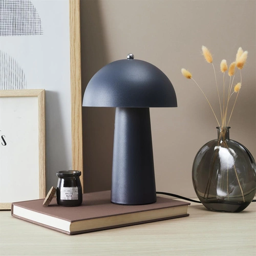 Nowoczesna lampka nocna Mushroom czarna do sypialni i biura Intesi minimalistyczna 32 cm