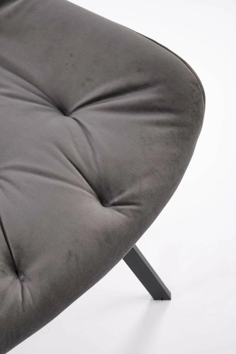 Krzesło tapicerowane welurowe Veroniq szare obrotowe nowoczesne do jadalni i salonu Intesi