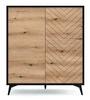 Komoda Fargo wysoka loftowa w jodełkę, komoda do salonu na nóżkach, nowoczesna 104 cm Intesi