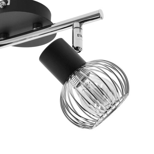 Nowoczesna lampa sufitowa Oslo czarna chrom regulowana do salonu lub sypialni 2-punktowa