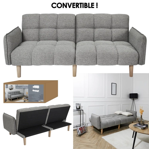 Sofa rozkładana z funkcją spania Sara szara skandynawska do salonu i pokoju młodzieżowego Intesi