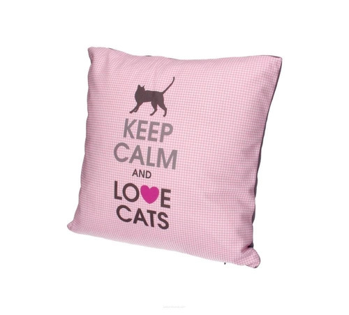 Poduszka dekoracyjna welurowa LOVE CATS antyalergiczna do salonu i sypialni 40x40 cm