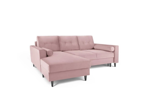 Narożnik z funkcją spania Leona Lavender Velvet Lewostronna kolor nóg czarny