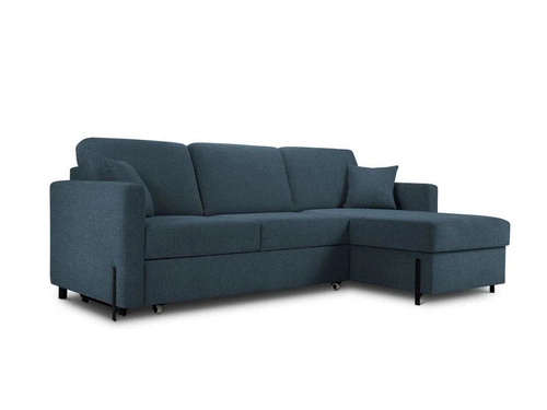 Narożnik z funkcją spania Gabriel Blue Structured Fabric prawostronny
