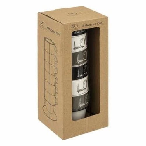 Zestaw 6 kubków ceramicznych Love 260ml szarych do kawy i herbaty 5five simply smart