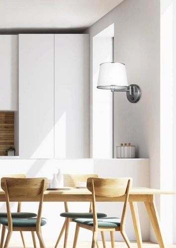 Kinkiet ścienny Ibis klasyczny tkanina chrom biały do sypialni i salonu Candellux