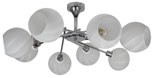 Lampa wisząca Raul 8x40W E27 chrom klosz  biały