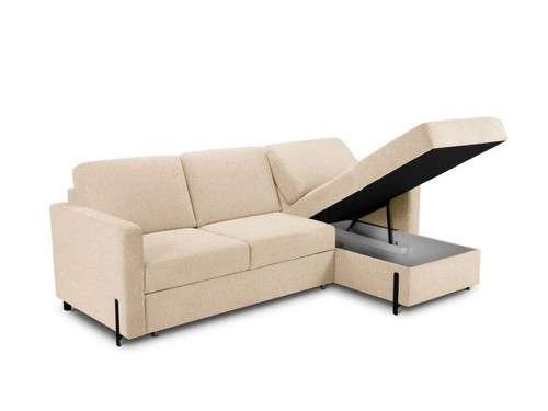 Narożnik z funkcją spania Gabriel Beige Structured Fabric prawostronny