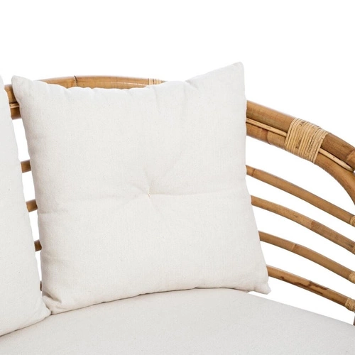 Sofa boho Farah Atmosphera rattanowa biała 2-osobowa z podłokietnikami do salonu