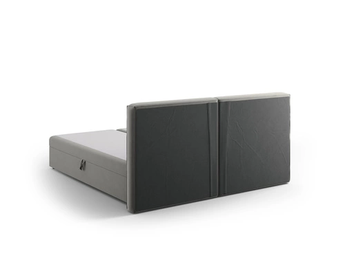 Łóżko tapicerowane Jodie 160x200 szare welurowe z pojemnikiem do sypialni glamour