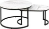 Zestaw stolików kawowych Spiro biały marmur owalny 2w1 glamour do salonu Actona