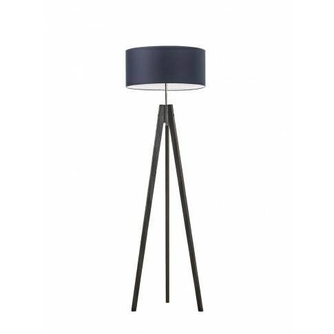 Lampa podłogowa drewniana HAITI granatowy abażur glamour do salonu i pokoju dziecięcego LYSNE