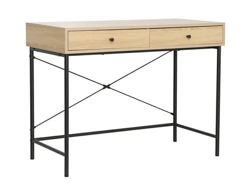Biurko Hornet loftowe z szufladami dąb naturalny czarne nowoczesne do pracy i gabinetu 100 cm