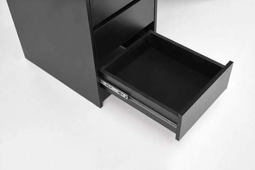 Toaletka z lustrem LED Sybilla XL czarna nowoczesna do makijażu z szufladami do sypialni