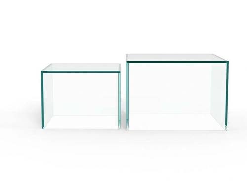 Actona Dice zestaw 2 stolików kawowych szklanych kwadratowych nowoczesny