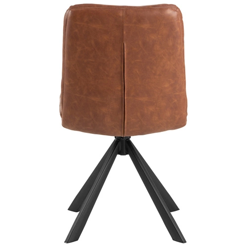 Krzesło tapicerowane obrotowe Dean Actona do jadalni brązowe ekoskóra loft na czarnych nogach