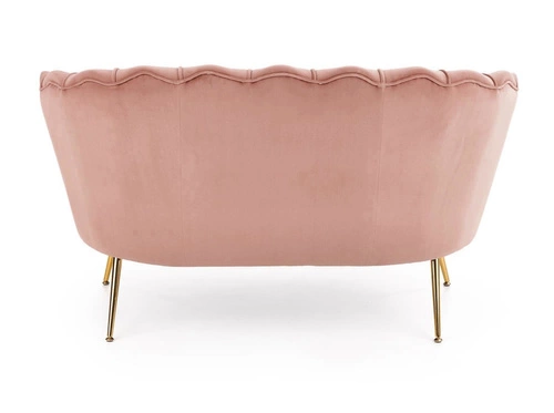 Sofa dwuosobowa welurowa Florencja różowa glamour do salonu na złotych nogach Intesi