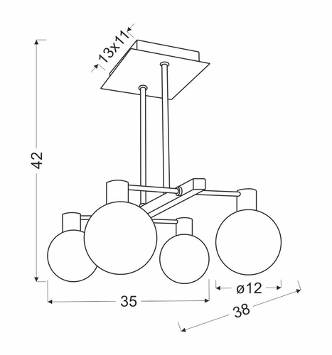 Lampa wisząca Maldus nowoczesna szklana 4-punktowa do salonu i jadalni chromowana