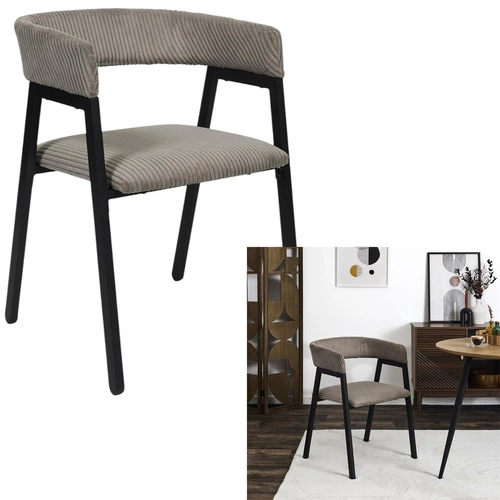 Krzesło tapicerowane Scott sztruks szare z podłokietnikami do jadalni i salonu nowoczesne