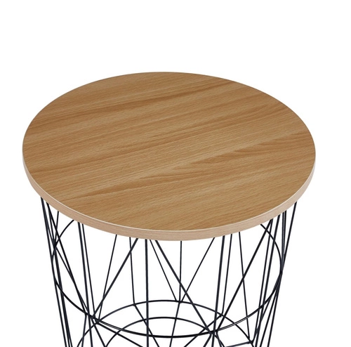 Stolik kawowy okrągły Salvatore 42 cm dąb naturalny czarny nowoczesny do salonu Intesi