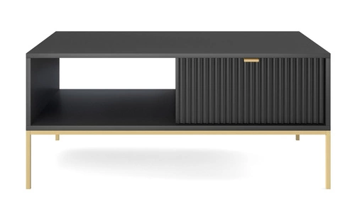 Zestaw mebli do salonu czarny/złoty Delicious ryflowane fronty