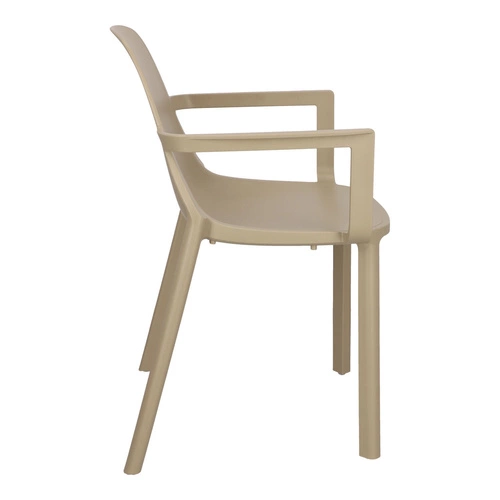 Krzesło ogrodowe z podłokietnikami PIU Arm beżowe SCAB Design, nowoczesne sztaplowane tworzywo