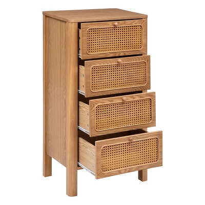 Komoda z szufladami Tira Atmosphera rattanowa drewniana 55 cm boho do sypialni i salonu
