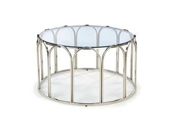 Stolik kawowy okrągły szklany glamour Viola dymiony chrom 81 cm do salonu Intesi