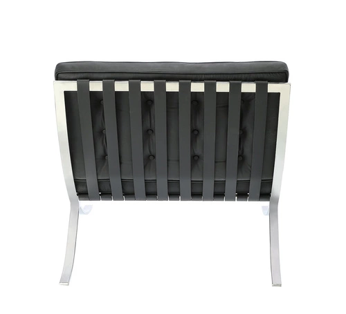 Fotel wypoczynkowy BA1 inspirowany Barcelona skóra naturalna czarna nowoczesny do salonu