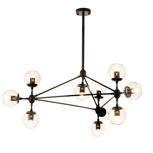 Lampa wisząca kula szklana ASTRIFERO-10 czarna 90 cm do salonu i nad stół