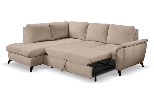 Narożnik z funkcją spania do salonu Nevada beżowy nowoczesny z pojemnikiem Intesi