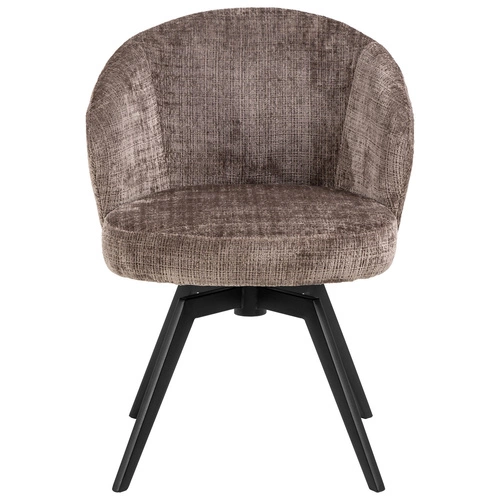 Krzesło tapicerowane Darlene Actona brązowe do jadalni z podłokietnikami na metalowych nogach
