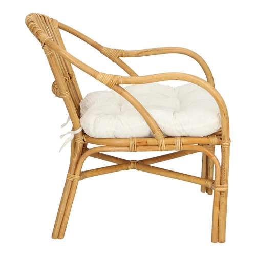Fotel rattanowy Neta boho do salonu z podłokietnikami i poduszką Atmosphera naturalny