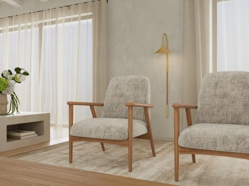 Fotel wypoczynkowy Auckland beżowy skandynawski aksamitny do salonu