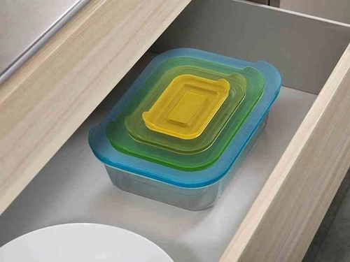 JJ- Zest. 4szklanych pojemników Nest Glass Storage multikolor