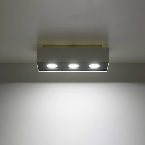 Plafon sufitowy biały kwadratowy MONO 3 nowoczesny metalowy do salonu Sollux