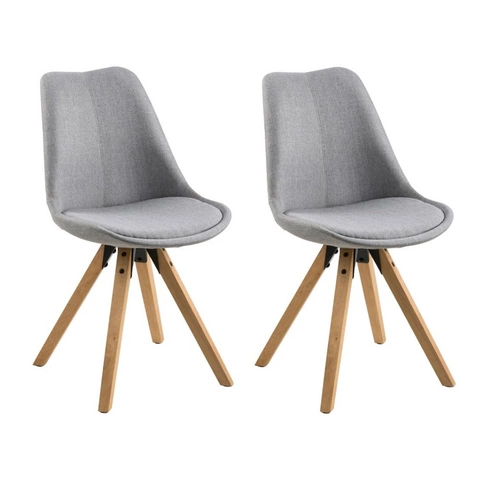 Zestaw 2 krzeseł tapicerowanych Dima Actona skandynawskie do jadalni szare drewniane