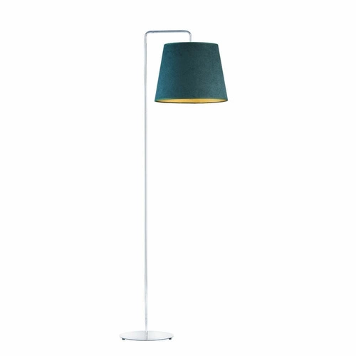Lampa stojąca do salonu RIJAD GOLD zielona glamour z welwetowym abażurem Lysne 156 cm