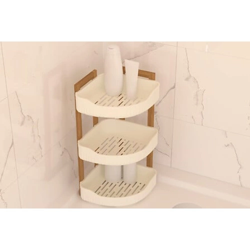 Półka łazienkowa narożna Naturéo 3-poziomowa biała z bambusa do łazienki 5five simply smart