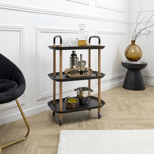 Intesi Kaleo nowoczesny metalowy wózek do serwowania na kółkach do kuchni i salonu 3 półki