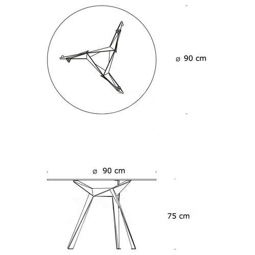 Stół okrągły szklany Troy 90 cm czarny nowoczesny do jadalni i salonu loftowy Intesi